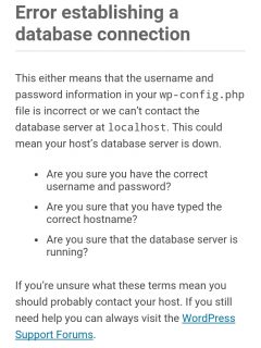 Error Establishing a Database Connection probleme fix
